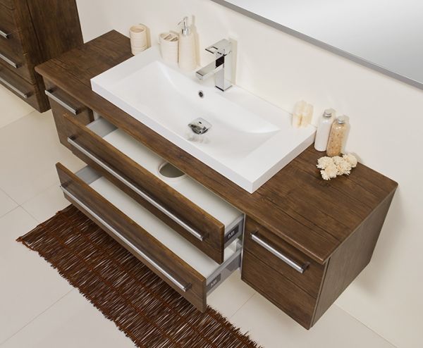 Badmöbelset Susan, Breite 140 cm, Holzdekor antik (SN1450)