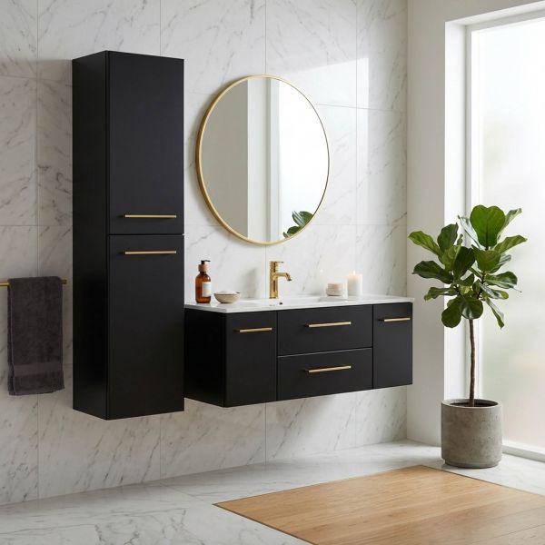 Badmöbelset Belli, Breite 120 cm, schwarz matt, BL1248