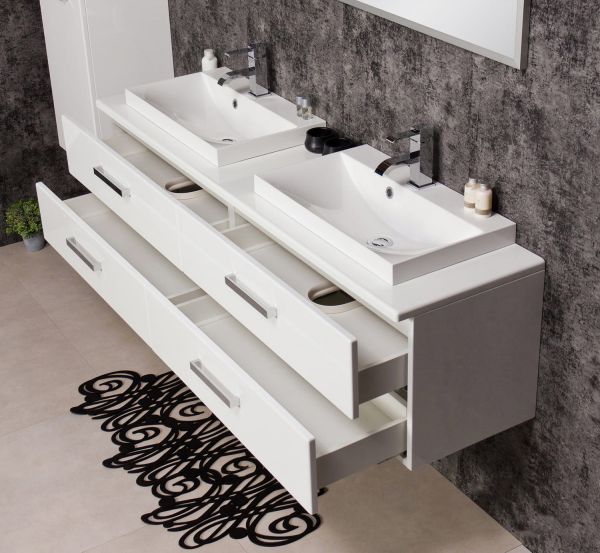 Badmöbel Susan 160, Doppelwaschplatz weiß (SN1647)