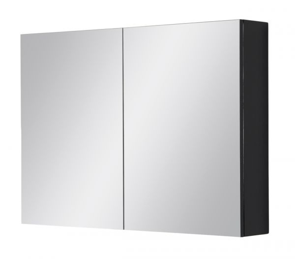 Spiegelschrank Breite 90 cm, schwarz glänzend, montagefertig