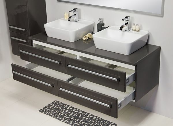 Quentis Doppelwaschplatz Aruva, Breite 140 cm, anthrazit, Aufsatzwaschtische, AR1456-D-4SAB