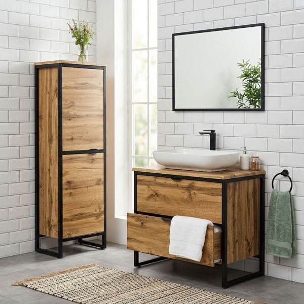 Badmöbel COSMO, Breite 80 cm, Aufsatzbecken Premium 60 weiß