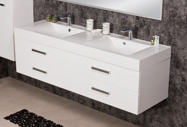 Doppelwaschplatz Breite 160 cm, weiß glänzend (AR1610D)