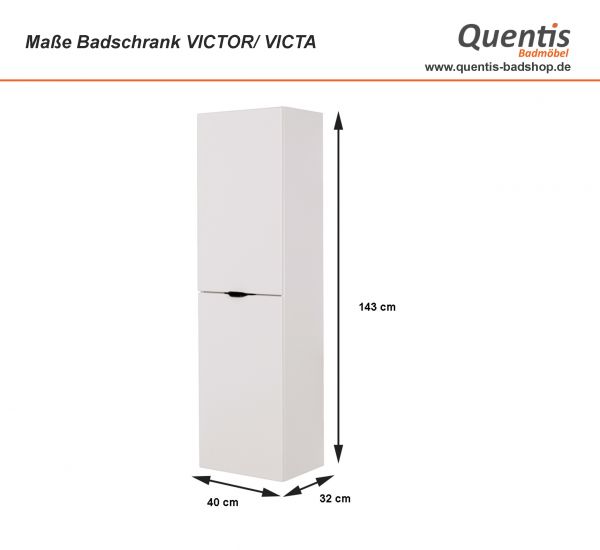 Quentis Badezimmer Hochschrank VICTOR, VICTA, 2 Türen,weiß matt