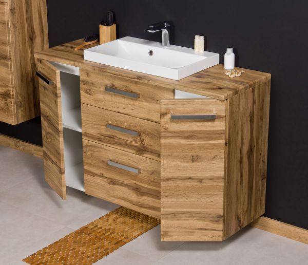 Badmöbel SUSAN 120-XL, 3 Schubladen, Eiche Natur