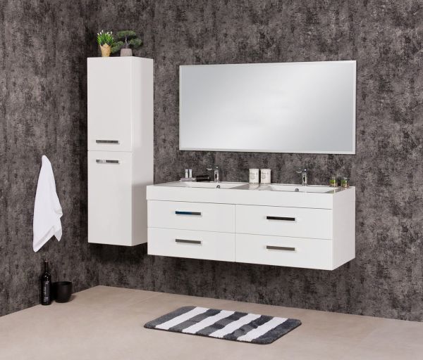 Quentis Doppelwaschplatz Aruva, Breite 140 cm, weiß, 4 Schubladen, AR1410-D-4S