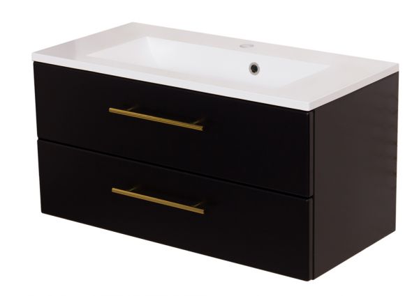 Badmöbelset Belli, Breite 80 cm, Schwarz matt (BL8048)