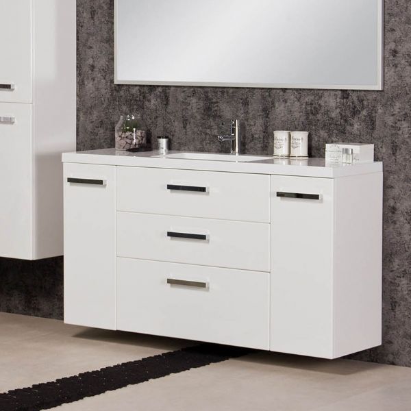 Badmöbel Genua Breite 140 cm, weiß glänzend