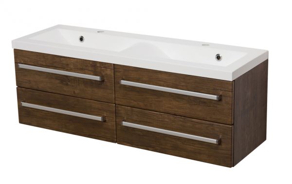 Doppelwaschplatz Genua, Breite 120 cm, Front und Korpus Holzdekor antik, GE2250