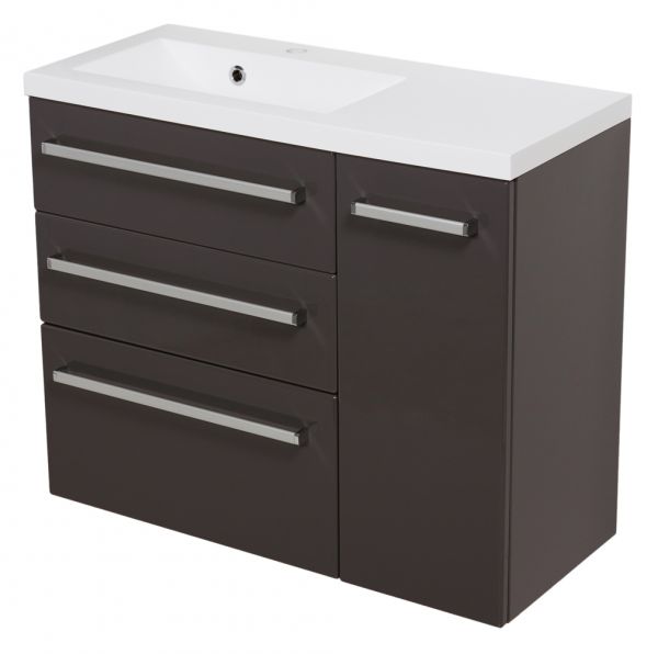 Waschplatz Genua Breite 90 cm, grafitgrau glänzend, GE9356