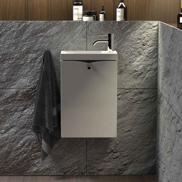 Badmöbel Gäste-WC SIENA 40 cm, weiß, Keramikwaschtisch, vormontiert