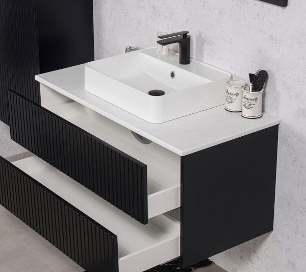 Aufsatzwaschtisch TRETTO Breite 50 cm Waschbecken weiß