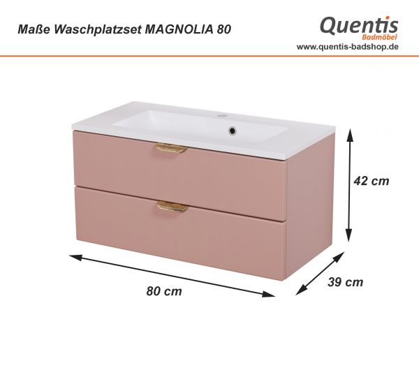 Maße Quentis Badmöbel Magnolia, Breite 80 cm (MAG80-K)