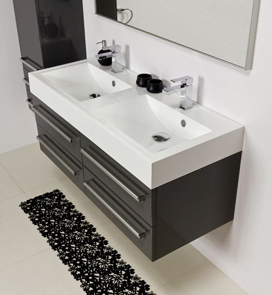 Quentis Doppelwaschplatz ARUVA 120, grafitgrau (AR1256-D-4S)