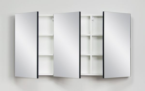 Spiegelschrank Breite 120 cm schwarz glänzend montiert SPS12048