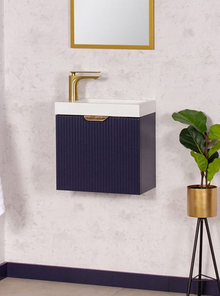 Gäste-WC Möbel FAROS ART, Breite 40 cm, seidenmatt blau, Unterschrank montiert