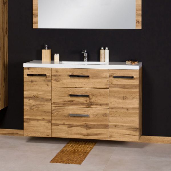 Waschplatz Genua 120-XL, 3 Schübe, Eiche Natur (GE12362)