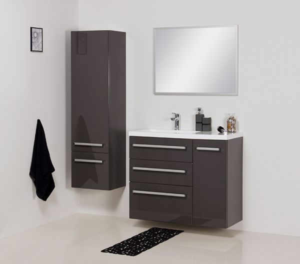 Waschplatz Genua Breite 90 cm, grafitgrau glänzend, GE9356