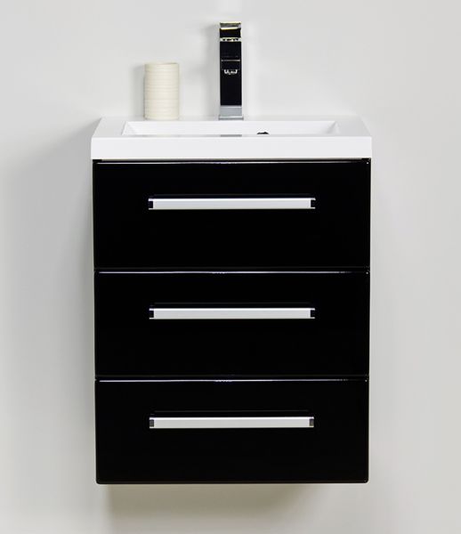 Quentis Waschplatz Genua 50 cm, 3 Schubladen, schwarz Quentis