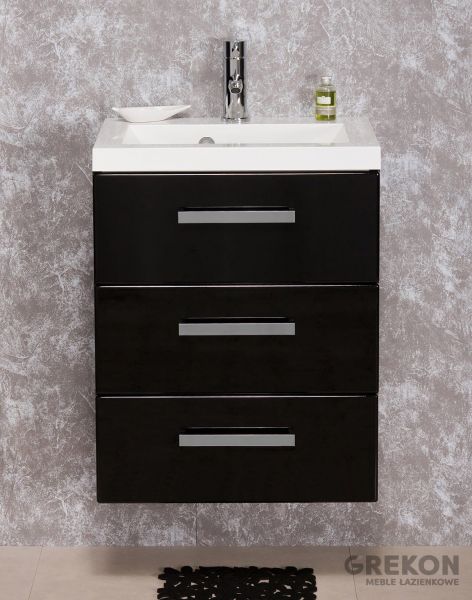 Badmöbel GENUA 50 cm, 3 Schubladen, schwarz (GE5348)