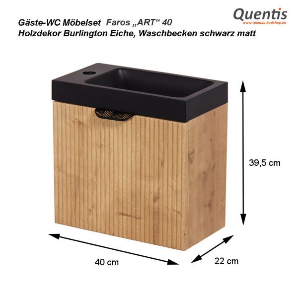 Gäste-WC Möbel FAROS ART, Breite 40 cm, Burlington eiche (FRC-NO40-SM)
