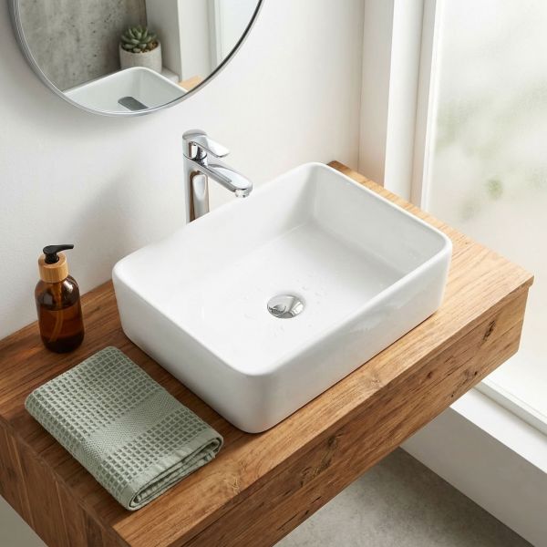 Aufsatzwaschbecken VERO 48 cm, Keramik, weiß