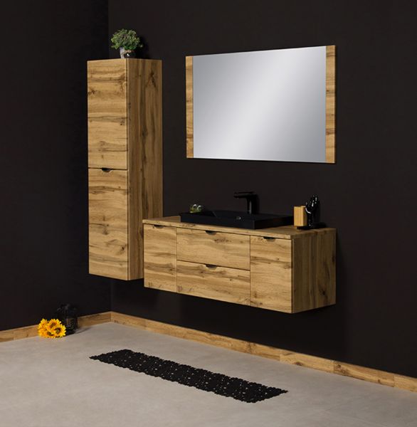 Waschplatz VICTA 120, Eiche Natur, Waschbecken schwarz matt (Art.Nr. VIC12062-S)