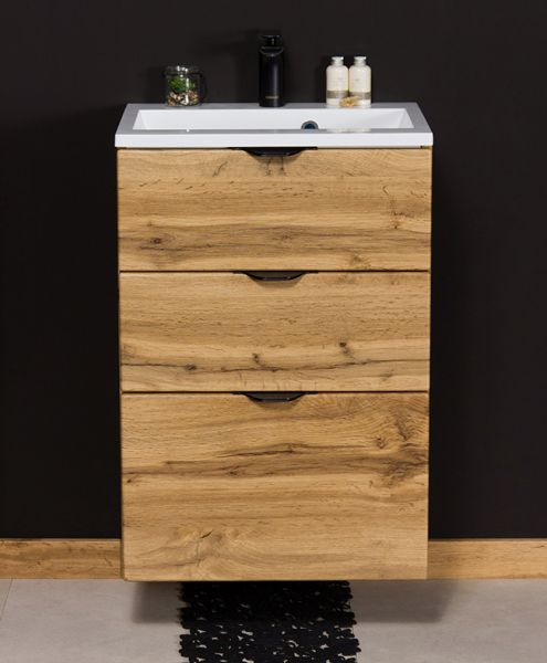 Badmöbelset VICTOR 50, 3 Schubladen, Eiche Natur (VIC50362)