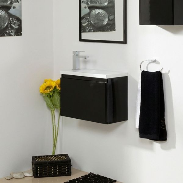 Badmöbel FAROS 50 cm, schwarz, Gäste-WC Möbelset, Unterschrank montiert