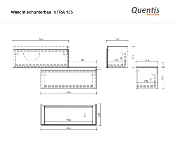 Badmöbel INTRA 90, SLIM LINE, grafitgrau matt, Waschtischunterbau aufgebaut