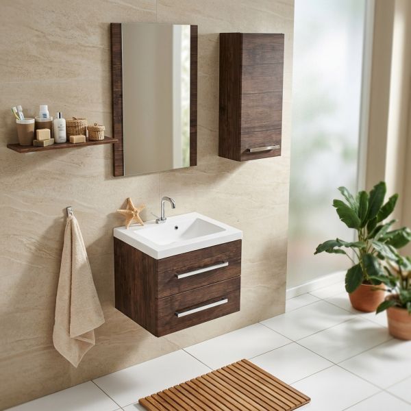 Badmöbel GENUA Breite 50 cm mit Hängeschrank 30