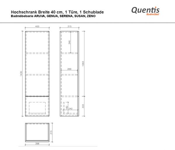 Bad-Hochschrank weiß glänzend HSGN471S