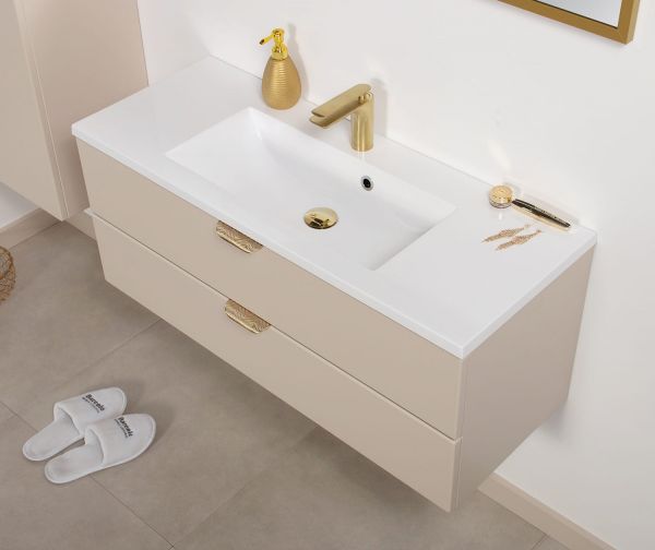 Quentis Badmöbel Magnolia, Breite 100 cm, sandfarben mattiert (MAG100-SK)