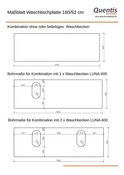 Badmöbel ARUVA Breite 160 cm, weiß-eiche, Waschtischunterschrank als Einzel-oder Doppelwaschplatz