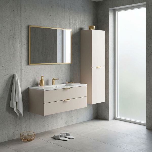 Badmöbel Magnolia, Breite 100 cm, sandfarben satiniert