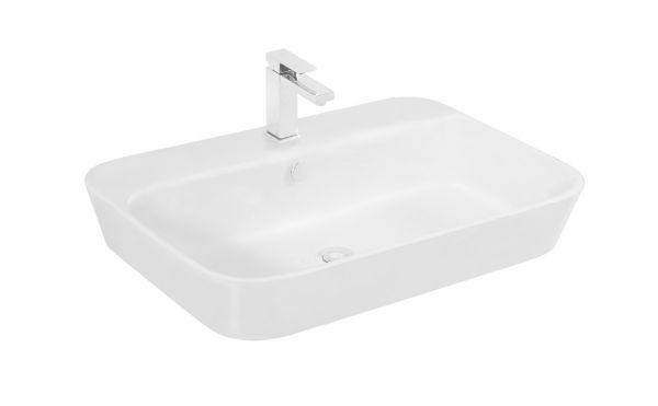 Keramik-Aufsatzwaschtisch BALI , B 65 H 10 T 45 cm, weiß