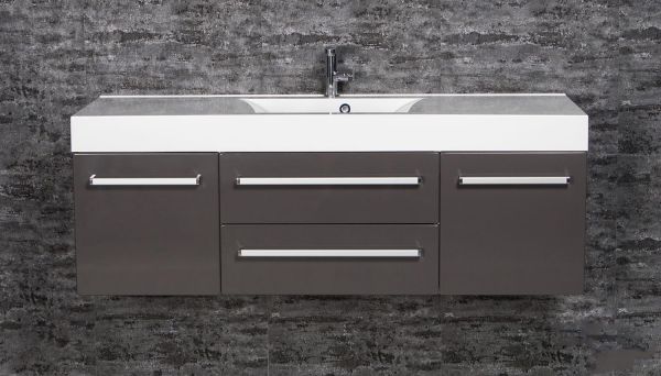 Badmöbel ARUVA Breite 140 cm, grafitgrau, Waschtischunterschrank montiert