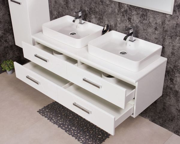 Quentis Doppelwaschplatz Aruva, Breite 140 cm, weiß (AR1410D-B-LUNA)