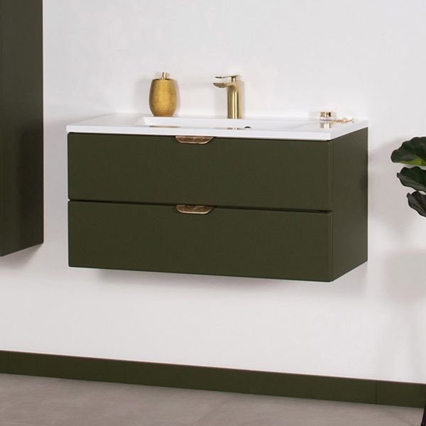 Badmöbel-Set MAGNOLIA Breite 80 cm, Olivgrün mattiert