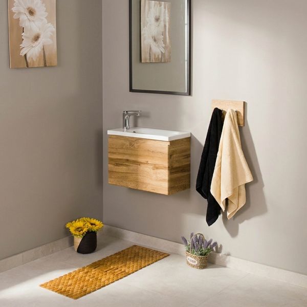 Badmöbel FAROS 50 cm, Eiche, Gäste-WC Möbelset, Unterschrank montiert