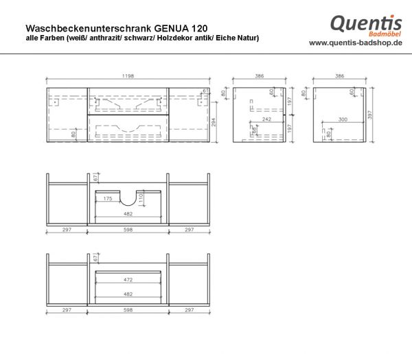 Badmöbel FOKUS LOFT 120, Eiche Natur, Waschtischunterschrank montiert