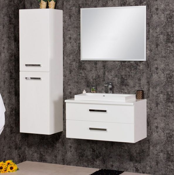 Badmöbel Susan Breite 80 cm, 2 Schubladen, weiß glänzend