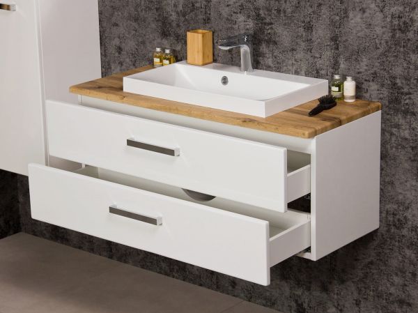 Badmöbel Susan, Breite 100 cm, weiß/ eiche (SN1047-NE-2S)