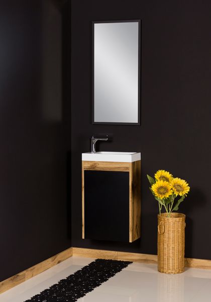 Badmöbel Guest 40, schwarz, Eiche Natur, GT4148-2