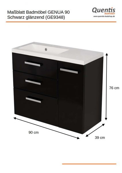 Badmöbel Genua 90-XL - Maßblatt
