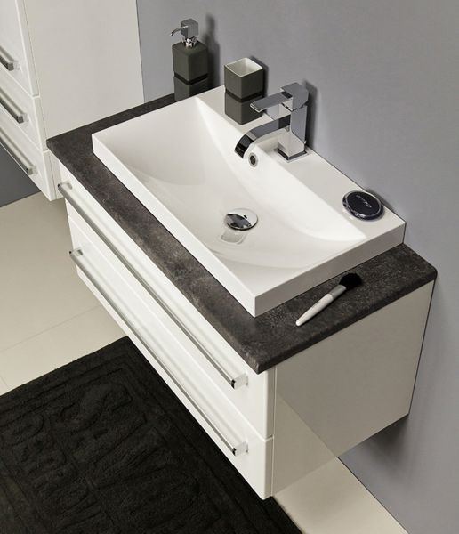 Badmöbel Susan, Breite 80 cm, weiß-graphit, Unterschrank mit 2 Schubladen, SN8075-2S