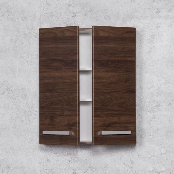 Badschrank 60 cm Nussbaum – Hängeschrank mit 2 Türen