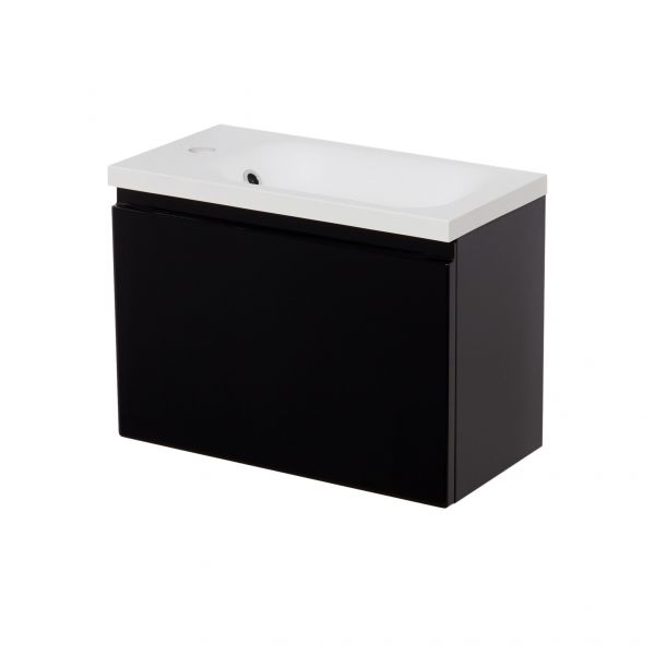 Badmöbel FAROS 50 cm, schwarz, Gäste-WC Möbelset, Unterschrank montiert