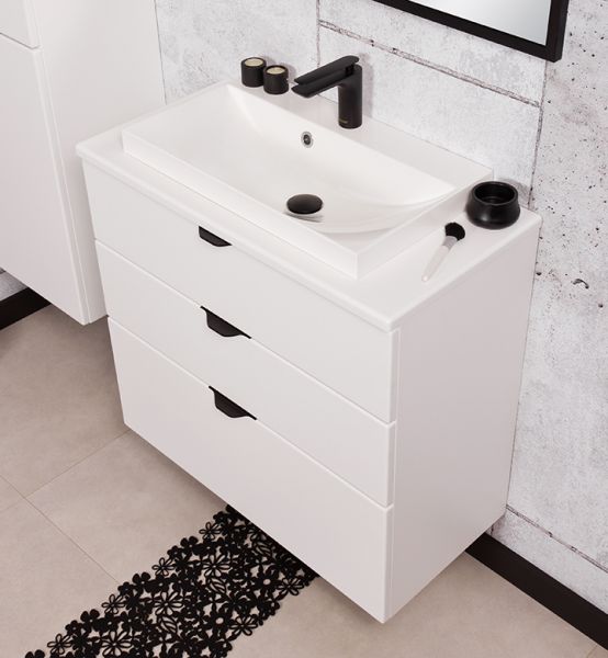 Badmöbel VICTA 80, Unterbau mit 3 Schubladen, seidenmatt weiß (Art.Nr. VIC80347-W)