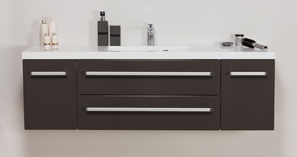 Badmöbel Genua, Breite 140 cm, Front und Korpus grafitgrau